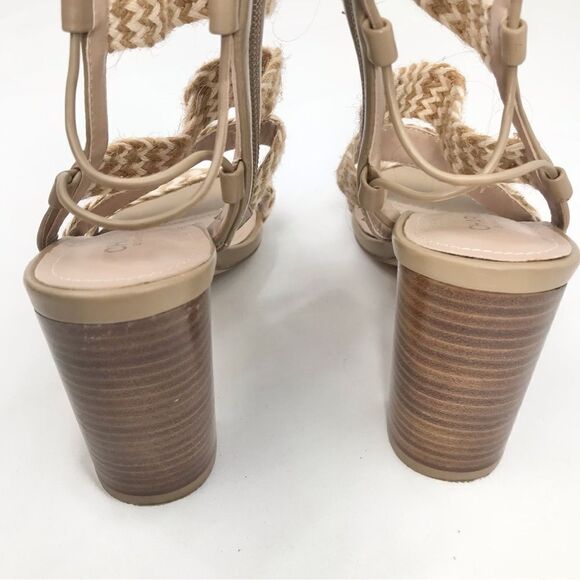 Charles by Charles David ELLA Tan Cream Woven Caged Strappy Block Heel Sandals - Picture 9 of 16